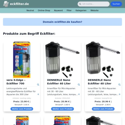 Screenshot eckfilter.de