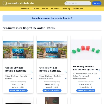 Screenshot ecuador-hotels.de