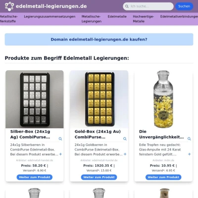 Screenshot edelmetall-legierungen.de