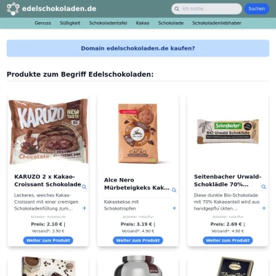 Screenshot edelschokoladen.de