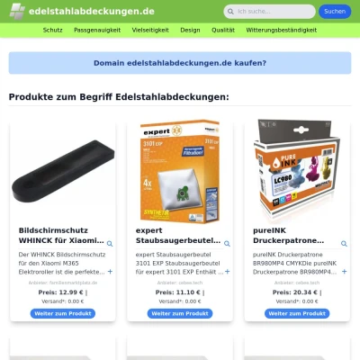 Screenshot edelstahlabdeckungen.de