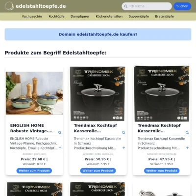 Screenshot edelstahltoepfe.de