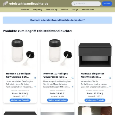 Screenshot edelstahlwandleuchte.de