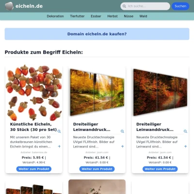 Screenshot eicheln.de