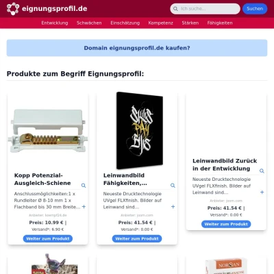 Screenshot eignungsprofil.de