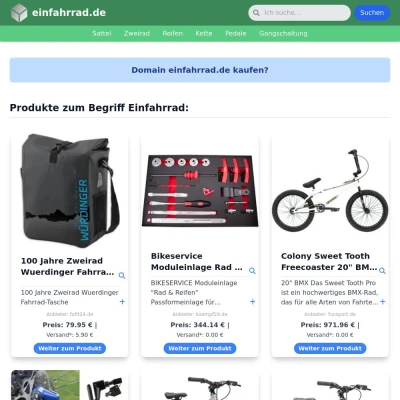 Screenshot einfahrrad.de