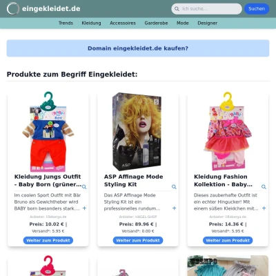 Screenshot eingekleidet.de