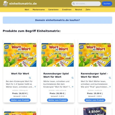 Screenshot einheitsmatrix.de