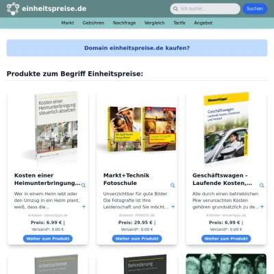 Screenshot einheitspreise.de