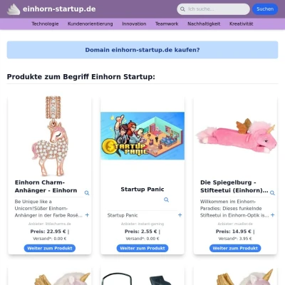 Screenshot einhorn-startup.de