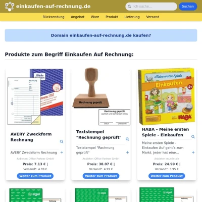 Screenshot einkaufen-auf-rechnung.de
