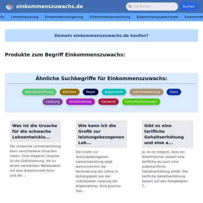 Screenshot einkommenszuwachs.de