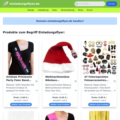 Screenshot einladungsflyer.de