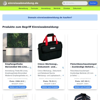 Screenshot einreiseabmeldung.de