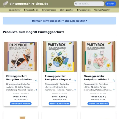 Screenshot einweggeschirr-shop.de