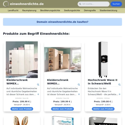 Screenshot einwohnerdichte.de