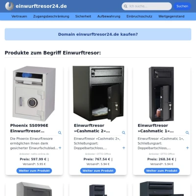 Screenshot einwurftresor24.de