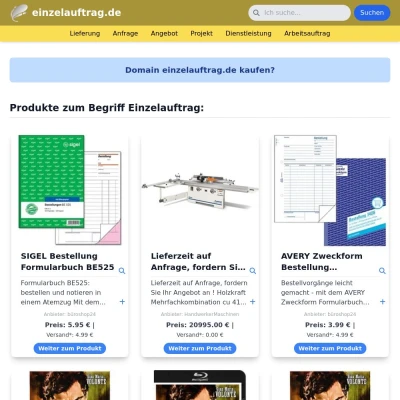 Screenshot einzelauftrag.de