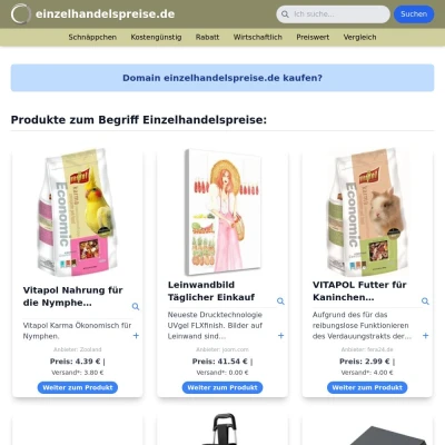 Screenshot einzelhandelspreise.de