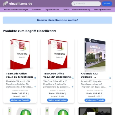 Screenshot einzellizenz.de