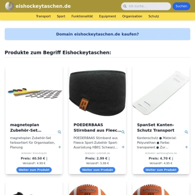 Screenshot eishockeytaschen.de