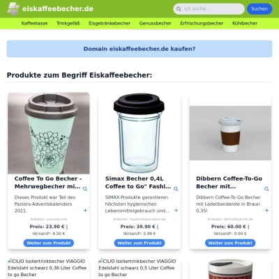 Screenshot eiskaffeebecher.de