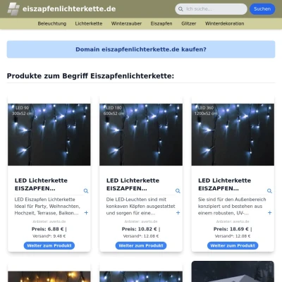 Screenshot eiszapfenlichterkette.de