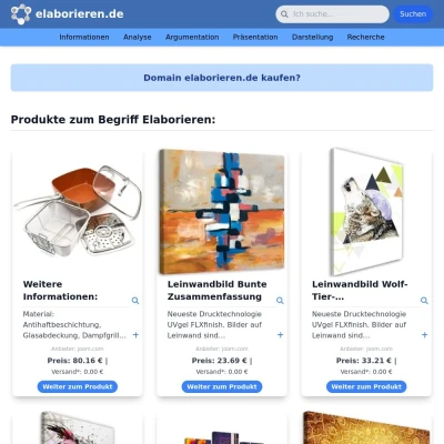 Screenshot elaborieren.de