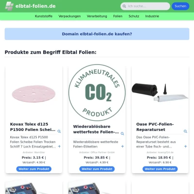 Screenshot elbtal-folien.de