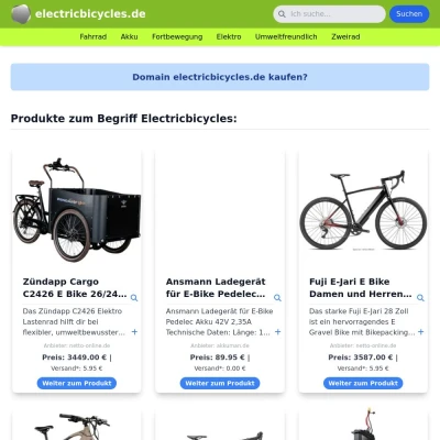 Screenshot electricbicycles.de