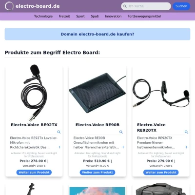 Screenshot electro-board.de
