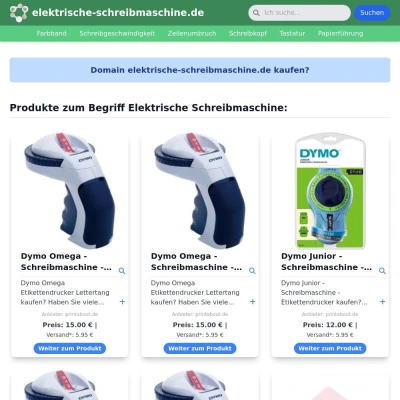 Screenshot elektrische-schreibmaschine.de