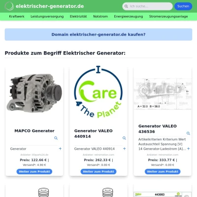 Screenshot elektrischer-generator.de