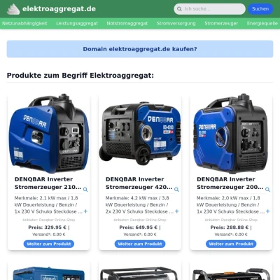 Screenshot elektroaggregat.de