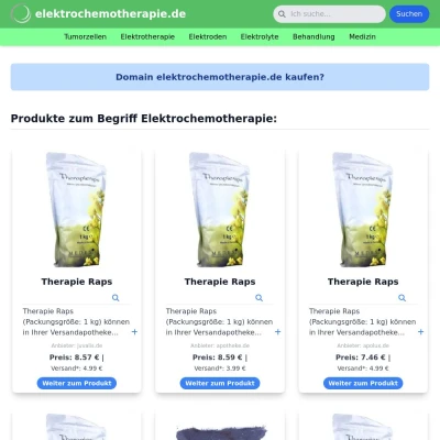 Screenshot elektrochemotherapie.de