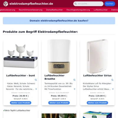 Screenshot elektrodampfbefeuchter.de