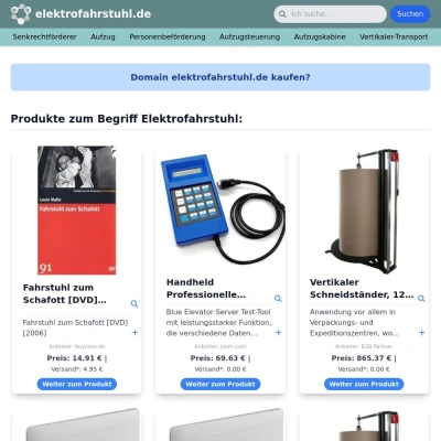 Screenshot elektrofahrstuhl.de