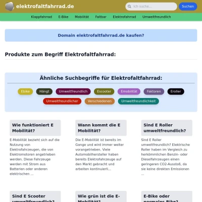 Screenshot elektrofaltfahrrad.de