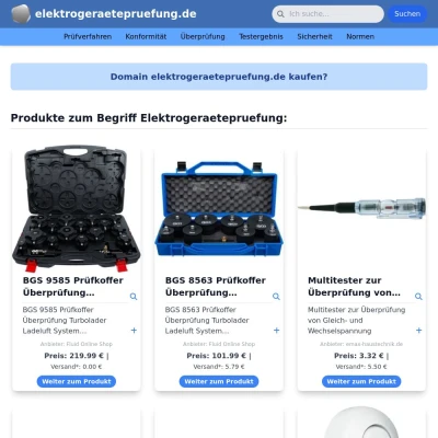 Screenshot elektrogeraetepruefung.de