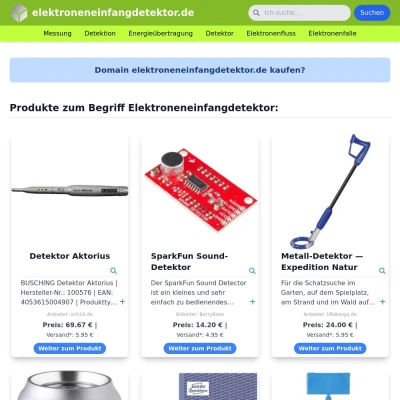 Screenshot elektroneneinfangdetektor.de