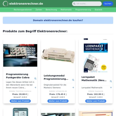 Screenshot elektronenrechner.de