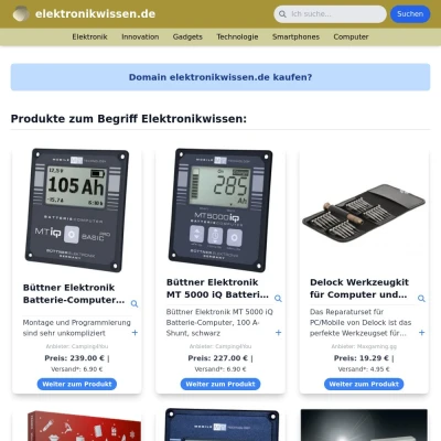 Screenshot elektronikwissen.de