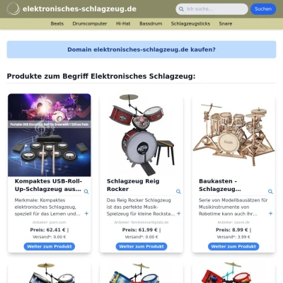 Screenshot elektronisches-schlagzeug.de