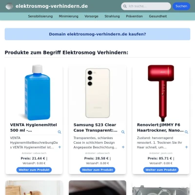 Screenshot elektrosmog-verhindern.de