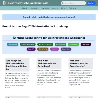 Screenshot elektrostatische-anziehung.de