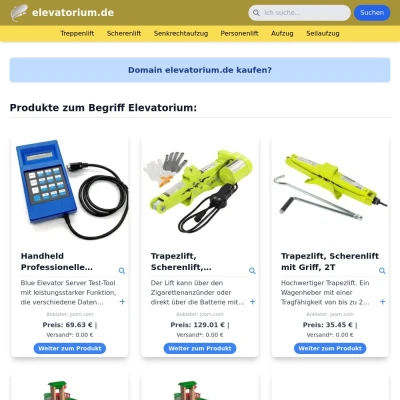 Screenshot elevatorium.de