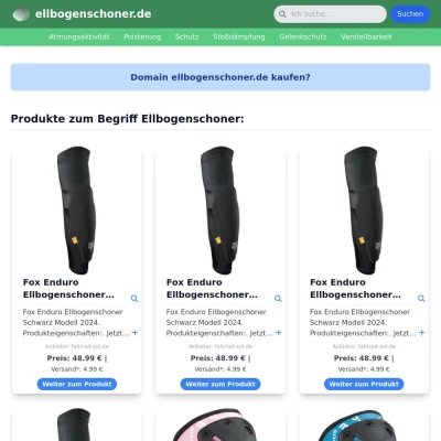 Screenshot ellbogenschoner.de