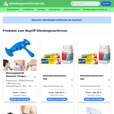 Screenshot ellenbogenarthrose.de