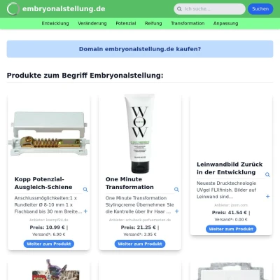Screenshot embryonalstellung.de