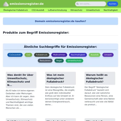 Screenshot emissionsregister.de